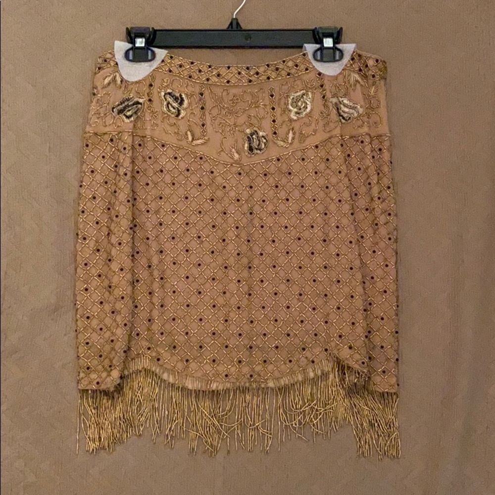 NWT Haute Hippie beaded fringe skirt